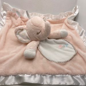 Douglas Baby Elephant Plush Lovey Security Blanket Snuggler Pink White Satin